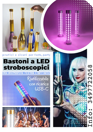 Bastoni luminosi stroboscopici a LED ricaricabili