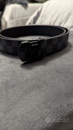 Cintura stile LV scacchi nero e grigio 