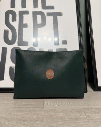 Pochette in pelle verde bottiglia Trussardi