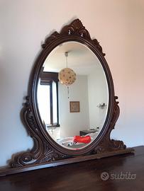 Specchiera classica in legno ovale con base
