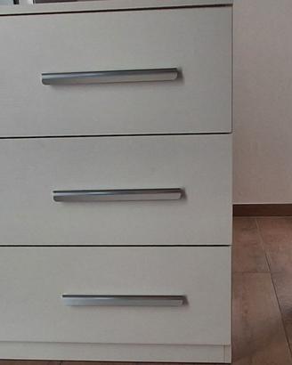 COMÒ + 2 COMODINI BIANCHI EFFETTO LEGNO