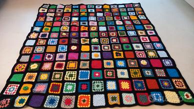 Coperta lana fatta a mano mattonelle uncinetto