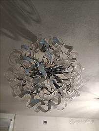 Lampadari con riccioli vetro colorati 