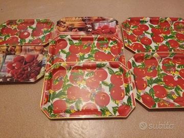 Lotto 7 Vassoi Vintage Fantasia Frutta 