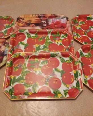 Lotto 7 Vassoi Vintage Fantasia Frutta 