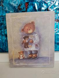 Quadro cameretta bambini orsetti stile country