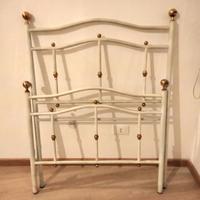 Letto singolo in ferro ed ottone con rete