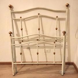 Letto singolo in ferro ed ottone con rete