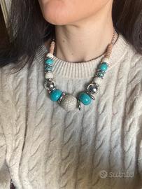 Set collana bracciali pietra porcellana artigianal