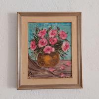 Quadro vintage raffigurante vaso con fiori