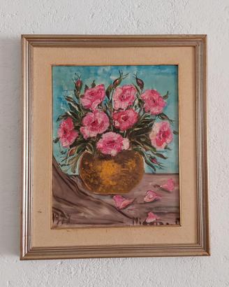 Quadro vintage raffigurante vaso con fiori