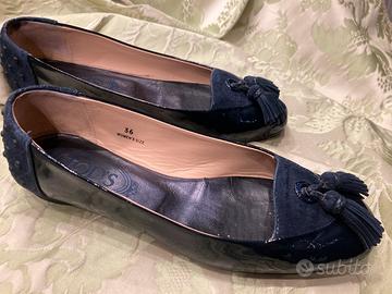 Tod’s ballerine vernice/camoscio blu