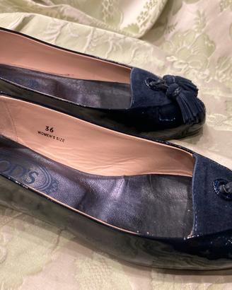 Tod’s ballerine vernice/camoscio blu