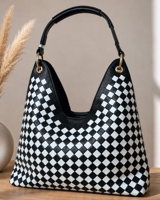 Borsa donna elegante Hobo nero bianco + pochette 