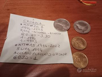 Lotto di monete della Croazia.

- KM#20.1: Rame-Ni