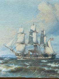 Stampa su tela con veliero a bandiera danese