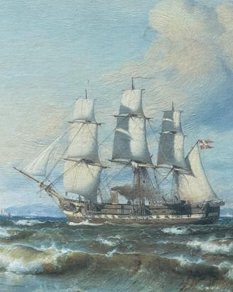 Stampa su tela con veliero a bandiera danese