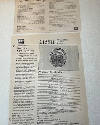 Jbl coppia altoparlanti 2155h NUOVI