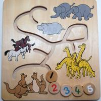 Labirinto Animali con Numeri da 1 a 5 LEGNO