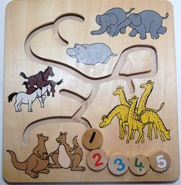 Labirinto Animali con Numeri da 1 a 5 LEGNO