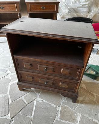 Mobiletto / Comodino Basso a 2 Cassetti e Vano
