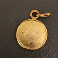 Riproduzione 1 lira argento placcata oro 24 K 1955