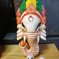 Maschera Ganesh in legno originale nepalese