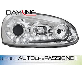 Coppia fanali anteriori DAYLINE cromo per VW GOLF 