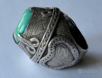 Anello argento/turchese artigianato NEPALESE