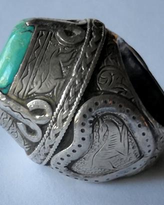 Anello argento/turchese artigianato NEPALESE