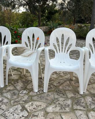 Set 4 sedie da giardino bianche Scab
