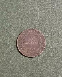 moneta 5 centesimi 1826 - regno di Sardegna