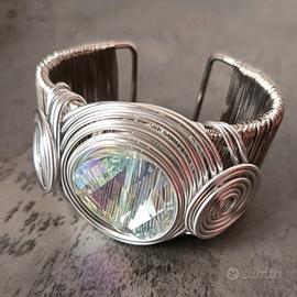 Bracciale rigido argento donna cristallo elegante