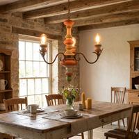 Lampadario Legno e ferro battuto Country vintage 