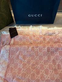 Sciarpa Stola in Lana Rosa chiaro e scuro - Gucci