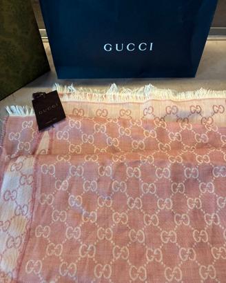 Sciarpa Stola in Lana Rosa chiaro e scuro - Gucci