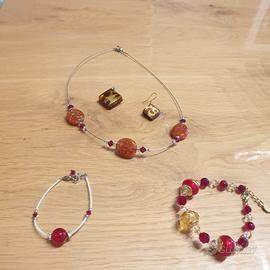  MURANO -GIROCOLLO,2 BRACCIALI, CIONDOLO,ORECCHINO