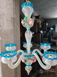 Lampadario veneziano vetro soffiato stile Murano 
