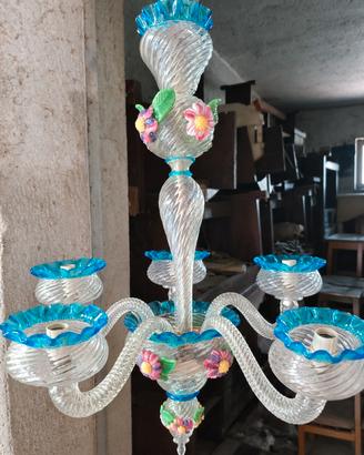 Lampadario veneziano vetro soffiato stile Murano 