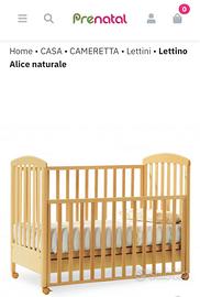 Lettino prenatal Alice naturale completo di tutto