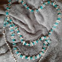 Collana vintage artigianale, amazonite e perle.