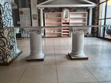 Tavolo marmo di Carrara con  colonne