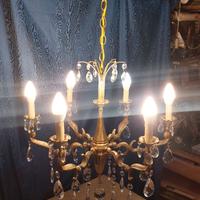 lampadario anni 50 bronzo dorato 6 luci revisionat