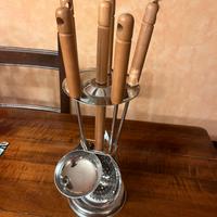 Set Utensili Cucina legno e acciaio