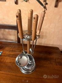 Set Utensili Cucina legno e acciaio