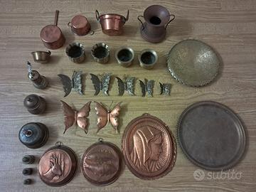 Lotto oggetti rame e ottone