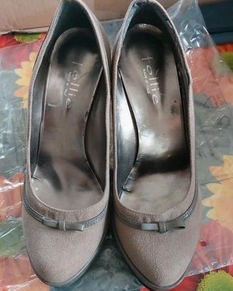 scarpe con zeppa marrone n 38