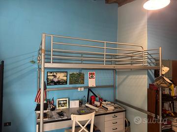 Letto a soppalco Ikea 1 piazza e 3/4 (140cm) ferro