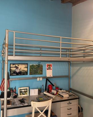 Letto a soppalco Ikea 1 piazza e 3/4 (140cm) ferro