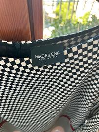 Abito madrilena bianco nero con righe rosa